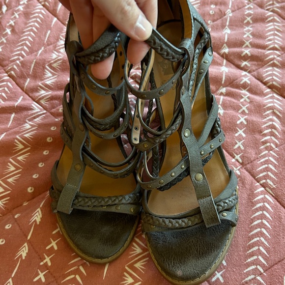 Strappy Brown/Grey Gladiator Sandals - Picture 3 of 5